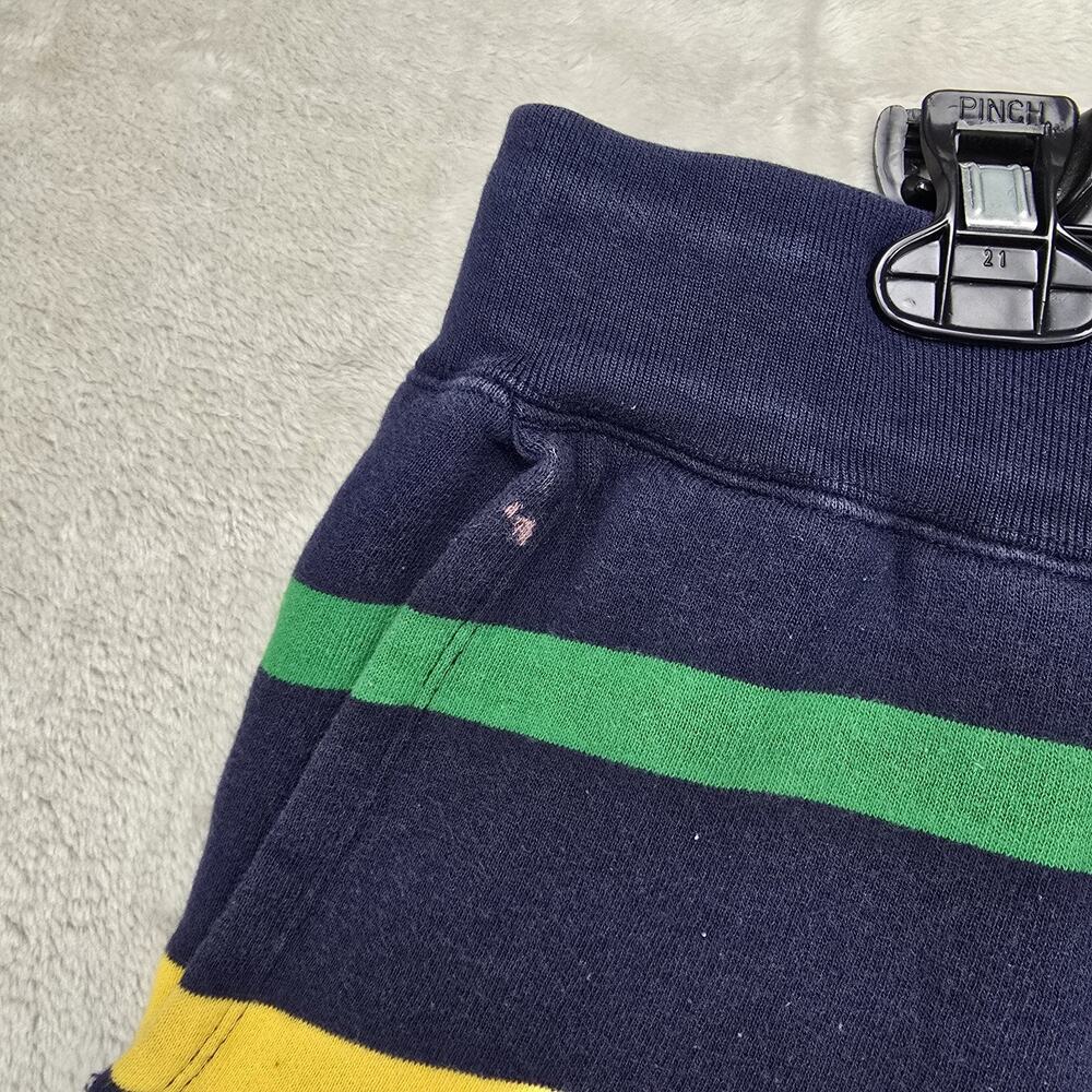 Polo Ralph Lauren Fleece Shorts Mens Large Navy Blue 7" Striped FLAWS - Picture 3 of 13